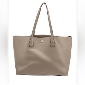 Tory Burch Pebbled Leather Tote Bag - Taupe/gray - Large